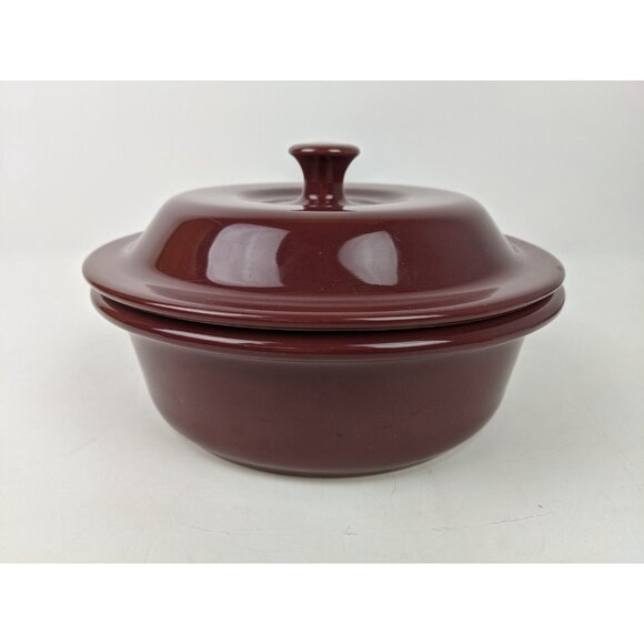 Pampered Chef Stoneware 6 cup 1.5 L Round Cranberry Covered Casserole Baker 1153 - Picture 4 of 13